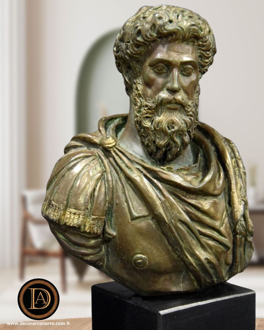 fedt nok fattige Krønike Bust of Marcus Aurelius. Bronze Patina. H: 24cm - sculpture decoration