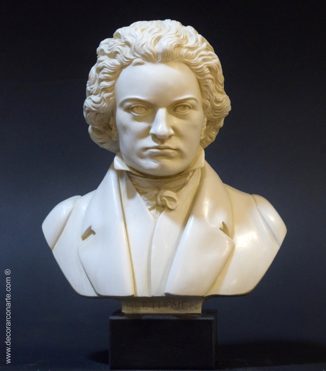 Scultura Beethoven personaggio STATUA ARTE MASSICCIO PIETRA antico-stile decorazione Busto 