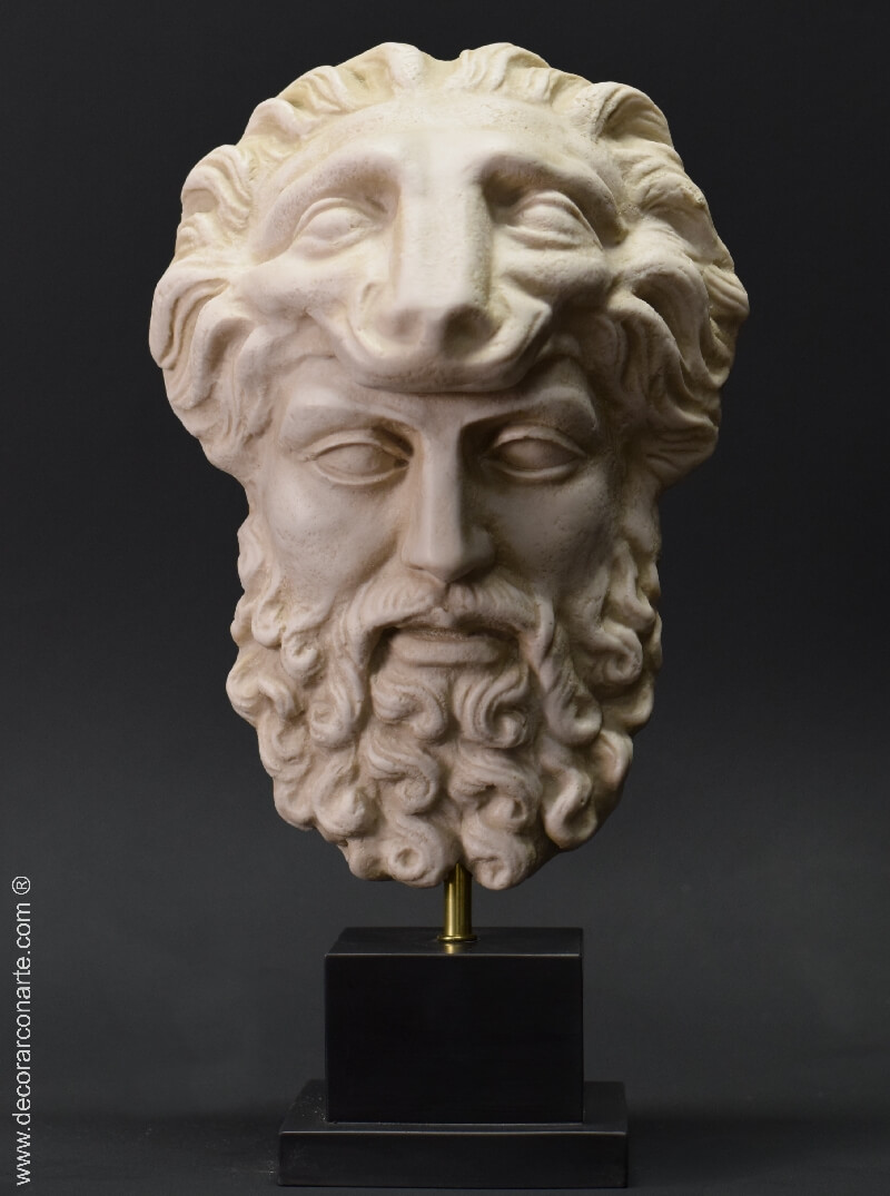 Mask in relief of Hercules (Heracles) with base 40x22cm - con