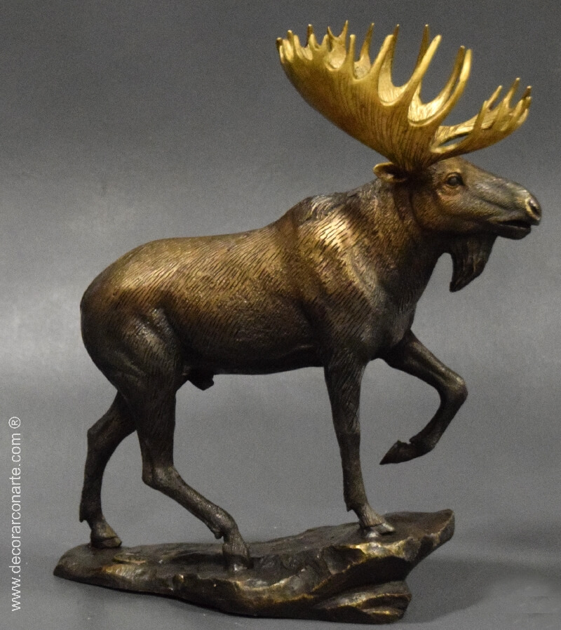 Whittled Ceramic Moose Figurine 