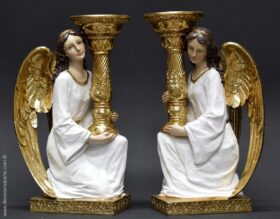 pareja candelabros ángeles