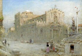 Taormina, Sicilia. Lienzo de Albert Goodwin
