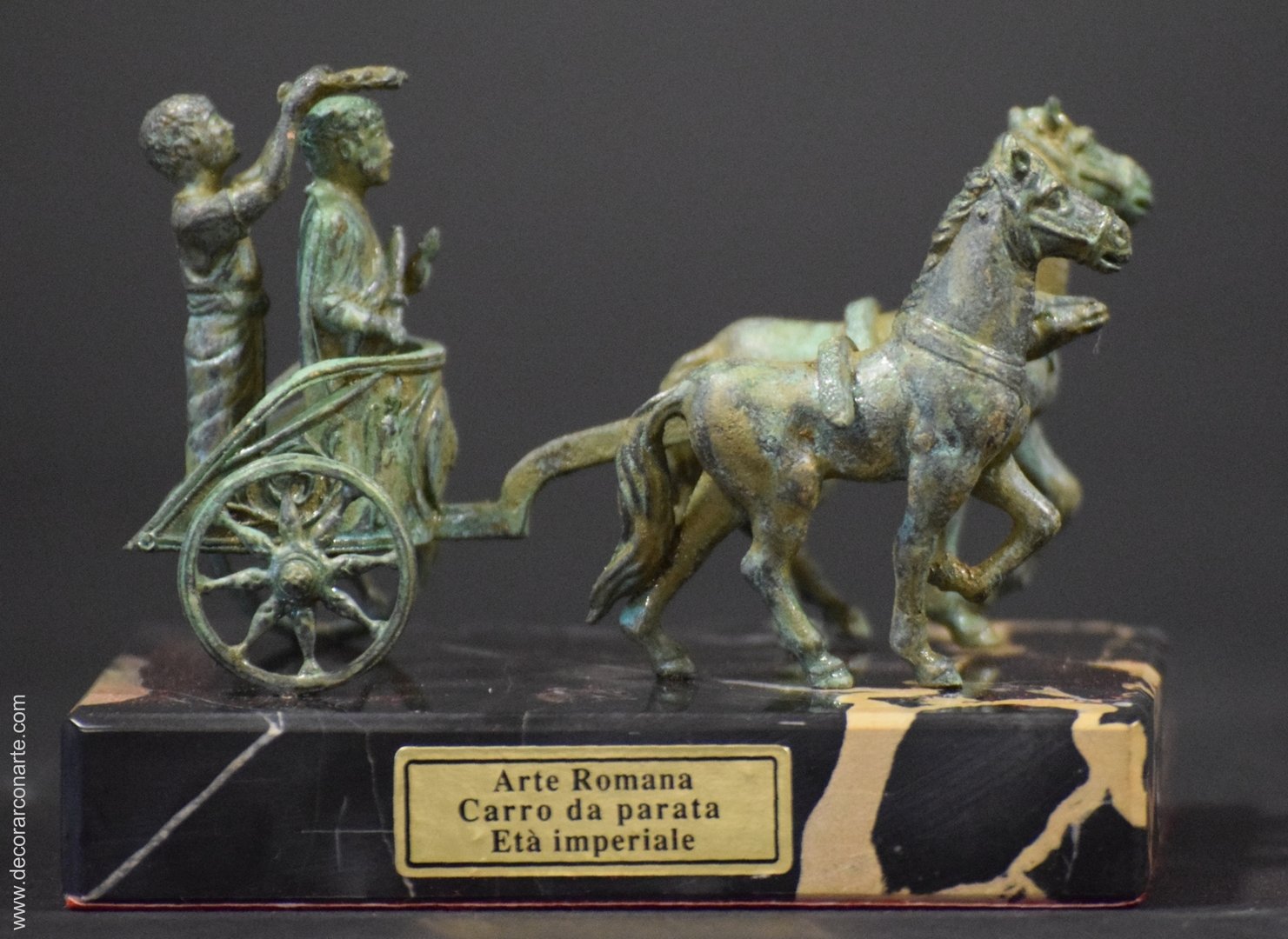 Roman Chariot Statue Sculpture Bronze Finish Figurine 