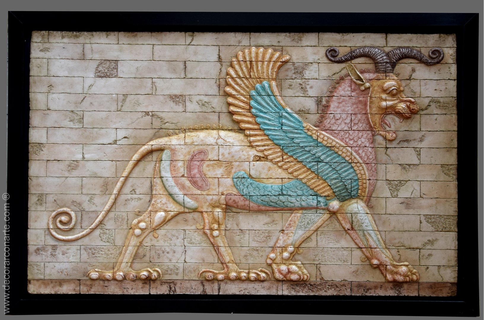 Bas-relief. Winged lion. 117x77x3cm - Sale of sculptures