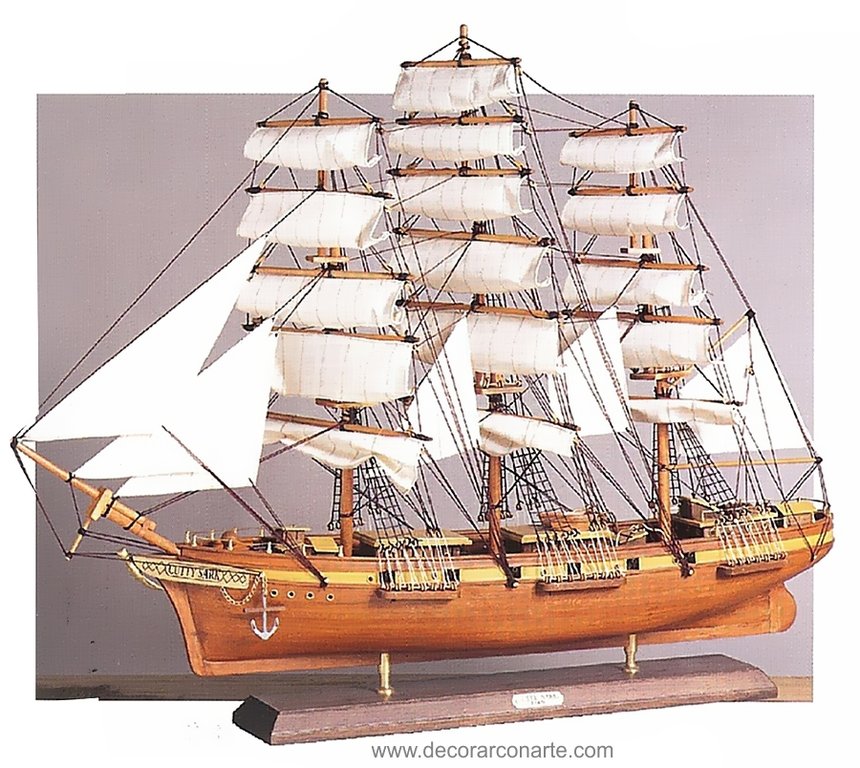 Modelo Barco Cutty Sark en soporte de madera hecha de un montón de detalles-marítima/barco 