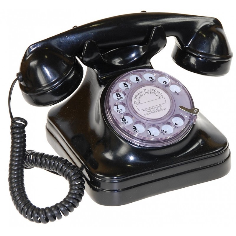 Teléfono español sobremesa negro. 17x15x14cm - Telefonos antiguos
