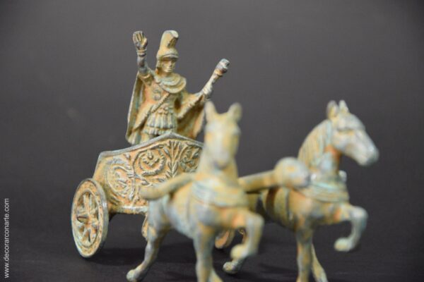 figura decorativa biga carro romano bronce