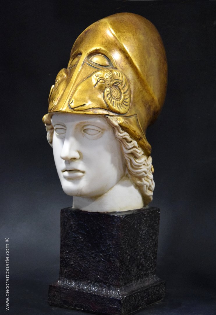 escultura decoración cabeza Atenea