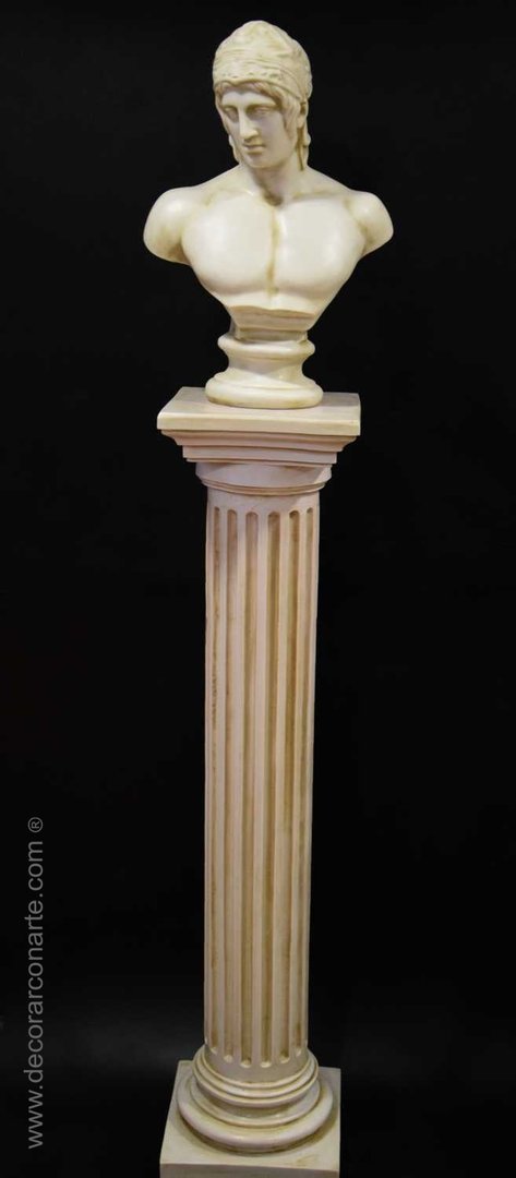 escultura decoración columna busto Ares