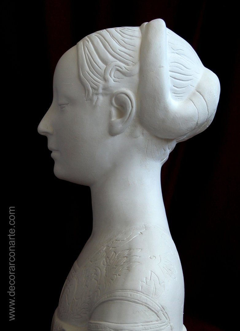 escultura decoración busto dama renacentista escayola