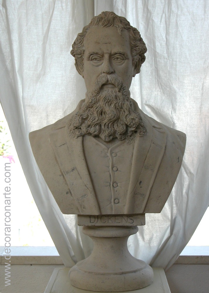 Charles Dickens Bust Sculpture 16" 