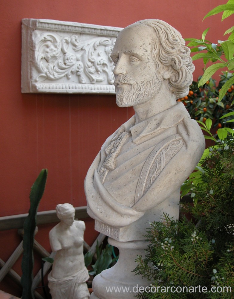 escultura decoración busto Shakespeare