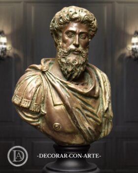 Marco Aurelio patinado en bronce. Base redonda