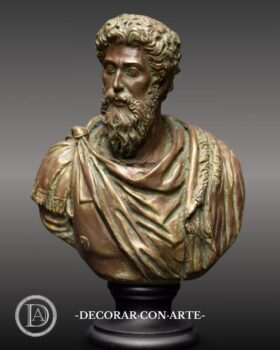 Marco Aurelio patinado en bronce. Base redonda