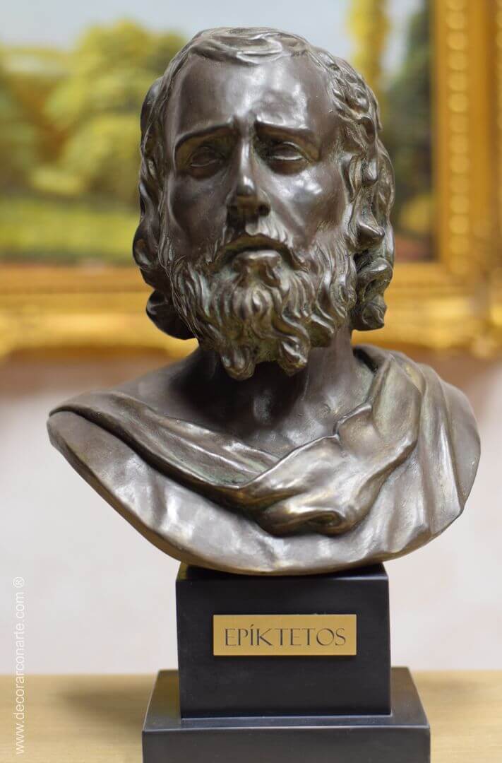 Bust of Epictetus patinated in bronze. 32 cm.